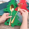 Party Decoration Christmas Tree Cutlery Holders Fork Knife Pocket Tableware Holder Bags Xmas Year Dinner Table Decor Felt