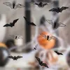 Dekoracja imprezowa 96PCS Mini Halloween 3D Hollow Bat Tally Wall Clack Black Naklejka Dekorowanie DIY Dekals Horror Nietoperze zdejmowane