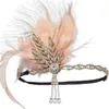 Opaska na głowę Peacock Feather Opaska na głowę 1920 Faper Girl Headpiece z Rhinestone Tassel Vintage Party Pography Hair Akcesoria 231204