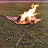 Stoves Outdoor Portable Camping Fire Pit Burning Rack Brazier Stand Stove Charcoal Fuel Frame Foldable Mesh Wood Heater Heating 231204