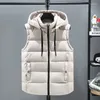 Gilets pour hommes Gilet de mode coréenne Hiver Vestes sans manches Hommes à capuche chaude 2023 Casual Outwear Chapeau détachable extérieur