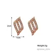 Stud Rose Gold Color Crystal Women's Stud örhängen ihåliga vingar böjda små örhängen för flickor hiphop personlighet mini öron smycken R231204