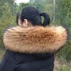 Scarves Winter Real Fur Collar Raccoon Luxery Scarf Furry Neck Warmer Women Men Fluffy Natural Fur Shawl Fur Trim Coat Hood Scarves J231204