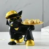 装飾的なオブジェクトの図形海賊ブルドッグ犬犬の犬の彫像箱動物飾り樹脂クラフトアート彫刻ホーム子犬231204