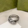 925 prata dupla letra cobra anel escultura designer masculino punk aberto anéis ajustáveis brilhante clássico de alta qualidade hip-hop co210k