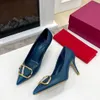 Elegante puntige pomp modieuze dames 7 cm hoge hak metalen vierkante gesp decoratie luxe designer schoenen casual lederen kledingschoenen
