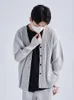 Men's Jackets Miyake Pleated Collarless Single Breasted Long Sleeve Cardigan Casual Muscle Feeling V-Neck Jacket Coat Tops