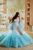 Casual Dresses Fairy Blue Maternity Poshoot Fluffy Tulle Puff Sleeves Elegant Dress For Pregnant Woman Babyshower Gowns
