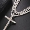 Pendant Necklaces 2pcs Shinning FULL Zircon Crystal Cross For Women Mom Wedding Party Christmas Birthday Jewelry Gifts Her