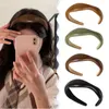 Fascia per capelli irregolare in pelle PU marrone vintage Donna Tinta unita Lavaggio viso Fascia per testa Cerchio per ragazze Accessori per capelli turbante INS Copricapo