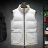 Men's Vests Padded Waistcoat Fashion Vest Thick Autumn Winter Warm Coat Outwear Quilting Jacket With Stereo Pockets Male Clothes