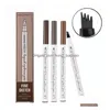 Eyebrow Enhancers Microblading Pen Waterproof 4 Head Fine Sketch Liquid Pencil Drop Delivery Health Beauty Makeup Eyes Dhy4O