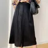 Kjolar kvinnor siden kjol 93% mullbär 7% spandex 20 momma tung solid svart en linje chic split front midi m l xl m1018