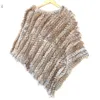 ショールズ春の女性編み本物のウサギ毛皮ポンチョカジュアル秋の秋の冬の本物の毛皮ケープファッションショートファーショール231204