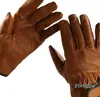 Gants à cinq doigts en peau de mouton, gants d'équitation, de conduite, de moto, de golf, en cuir pour hommes, travail