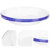 Dinnerware Sets 4Pcs Retro Enamel Plates Serving Dishes Flat Edges Steamed Dish