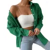 Damesblouses voor dames Mode Drop-shoulder Longline lang shirt zonder cami-top Knoop voorkant Casual tops