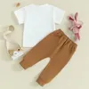 Set di abbigliamento Bambino Neonato Maglie a manica corta per il giorno di Pasqua e pantaloni lunghi in vita elastica Abito primaverile estivo