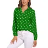 Blouses Femmes Blanc Polka Dot Blouse Lâche Noël Vert Mode Coréenne Oversize Femme Manches Longues Jolie Chemise Printemps Imprimé Top