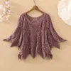 Kvinnors tröjor Kvinnor 2023 Summer Hollow Loose Pullovers Female Shawn Knittad tröja Toppar Damer Kort ut Jumper W39