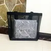 Модная черная сетчатая сумка для покупок большой вместимости, пляжная сумка через плечо, портативные сумки для хранения женских любимых предметов WOGUE vip gif309N