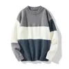 Pulls pour hommes Pull tricoté léger et respirant Colorblock avec col rond Manches longues pour l'automne