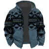 Men's Hoodies Warm Hoodie 2023 Winter Zip Up For Men Fleece Hood Jacket Clothing Tribal Traditional Print Sweatshirts Holiday Outerwear