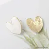 Stud White Glaze Heart Stud Earrings for Women Korean Fashion Love Earrings Random Texture Enamel Gold Color Metal Ear Jewelry R231204