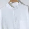 Męskie koszule męskie koszula luźna fit oddychający stylowy stojak na jednograskową środkową długość z miękką łatką dla