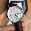 Quality Brand watches 40 mm 1853 T17 1 586 52 Stainless steel White Dial Quartz Chronograph Leather Bands Excellent Mens Watch Wat293f