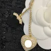 Designer Shiny Diamond Long Pendant Halsband Dubbla bokstav Ströja Kedja Halsband Kvinnsmycken smycken