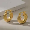 Charm Trendy Round Chunky Hoop Earrings Gold Color Stainless Steel Jewlery Metal 18 K Plated Accessories Waterproof 231204