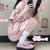 Kvinnor jackor hoodies kvinnor 2 stycken sport jk kawaii korta byxor uppsättningar preppy stil flickor sommar streetwear casual koreanskt mode