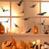 Decorazione per feste 96 pezzi Mini Halloween 3D Adesivi murali pipistrelli cavi Adesivo nero Decorazioni per la stanza Decalcomanie fai da te Pipistrelli horror rimovibili
