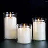 Candle Holders 3 Pcs Transparent Cup White Plant Stand Empty Tealight Glass Holder Mug Wax Desktop Baby Hollow Container Party