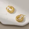 Pendientes de aro gruesos redondos de moda con dijes, joyería de acero inoxidable de color dorado, accesorios chapados en metal de 18 K, resistentes al agua 231204