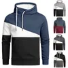 Bluzy męskie 2023 Sports Fitness Streetwear Blue Bap/E kontrast kolor pullover men swobodna jesień zimowa bluza