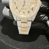 Nowa biżuteria piękna autobusdown VVS Ustawienie ręki Hip Hop Men Moissanite mrożone diamentowe zegarki