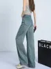 Jeans pour femmes Style japonais des années 2000 Y2K Mode Perle Baggy Kpop Pantalon pour femmes Vêtements Washed Blue Harajuku Lady Denim Pantalon