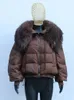 Fourrure femme fausse fourrure femme veste mode hiver réel col de fourrure épais femmes manteau chaud 90% blanc canard doudoune de luxe vêtements d'extérieur 231202