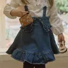 Платья для девочек, южнокорейские детские платья для девочек, джинсовое платье с мягкими бретелями и рыбьим хвостом для девочек