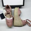 High heeled sandals thick soled light rope woven cross belt fishermans shoes luxury female designer wild wedge comfortable sandal canvas shoes