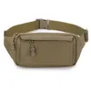 High Quality Men Fanny Pack Chest Shoulder Bag with 3 Pockets Nylon Minitary Waist Bag Zipper Belt Bag Black Khaki 220112225z