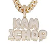 With 20MM Cuban Chain Custom Name Drip Bubble Letters Chain Pendants Necklaces Men039s Zircon Hip Hop Jewelry For Gift CX2007252237528