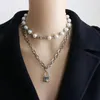 Collana di perle con catena in argento di alta qualità di design multistrato stile lungo versatile accessori moda per uomo e donna291v