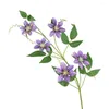 Decorative Flowers Simulation Flower Realistic 5-head Clematis Fake Easy-care For Wedding Home Decor Stunning Artificial