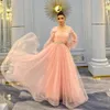 Rhinestone Draped A Line Prom Dresses Square Neck Puffy Sleeve Quinceanera Party Gown Layered Tulle Long Womens Maxi Dress