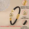 Braccialetti con ciondoli Prepotente testa di leopardo Bracciale con zirconi geometrici Chiusura magnetica in acciaio inossidabile Alla moda per uomo Donna Regalo di gioielli