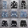 Pamuk Desen Tasarımcı Kot High Street Denim Takım Gözyaşları Stil Kapok Yığılmış kot pantolon Vintage Ceketler ve Pantolonlar İçin Pantolonlar Unisex Trailtsits Denim Şort