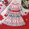 Robes de fille Prowow 3 7Y enfants noël pour filles cerfs rouges imprimer robe ceinturée année Costume enfants vêtements 231204
